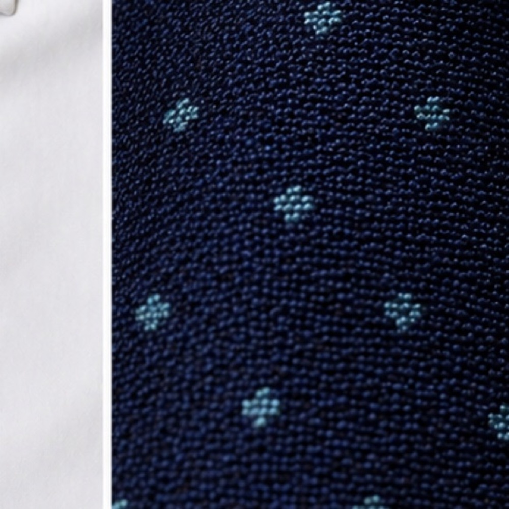 Kiton Navy Tie with Light Blue Microdots Fashioned from Wool/Silk/Cashmere - Picture 4 of 6